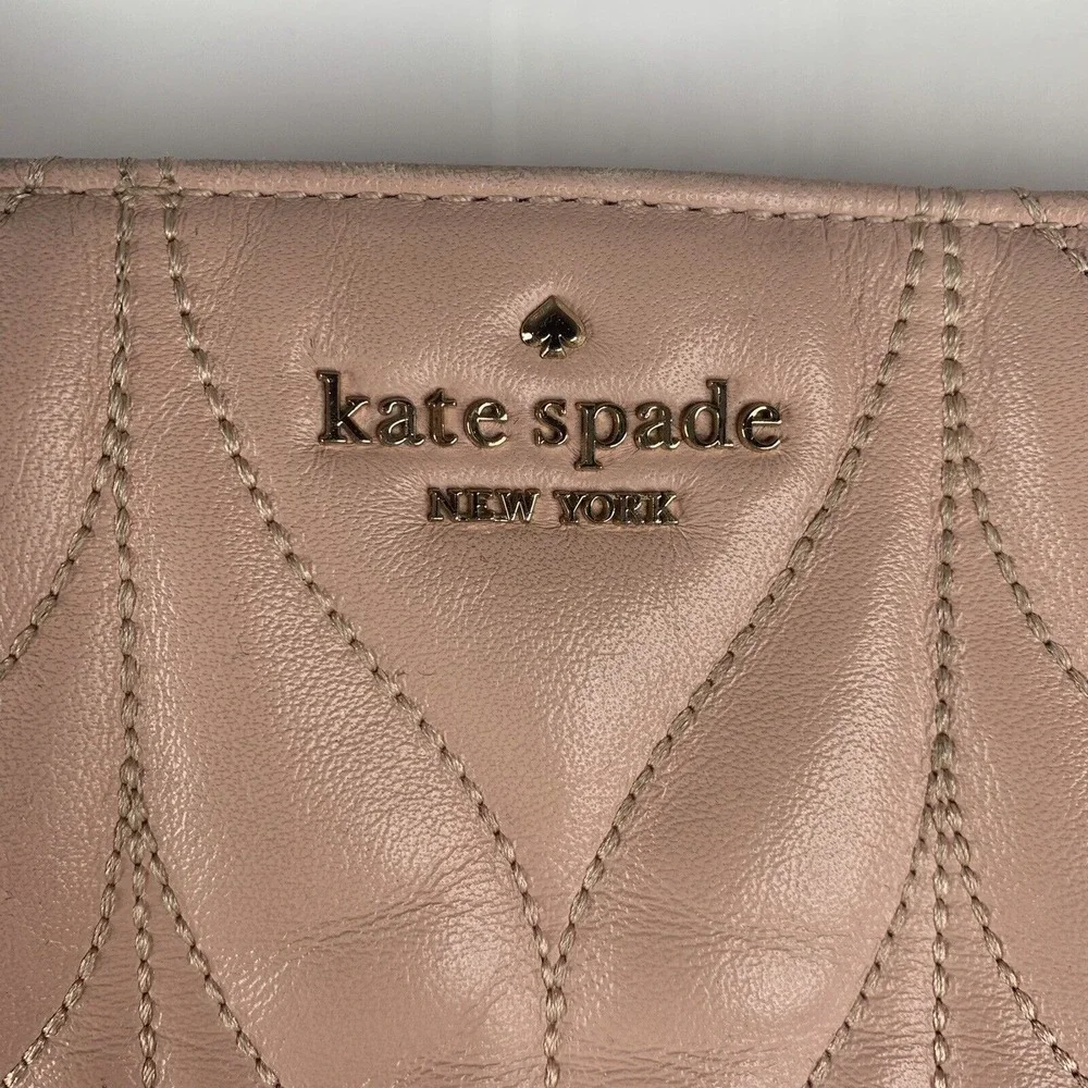 Kate Spade Large Shoulder Bag Briar Lane Quilted Emelyn Pink Leather Gold Chain